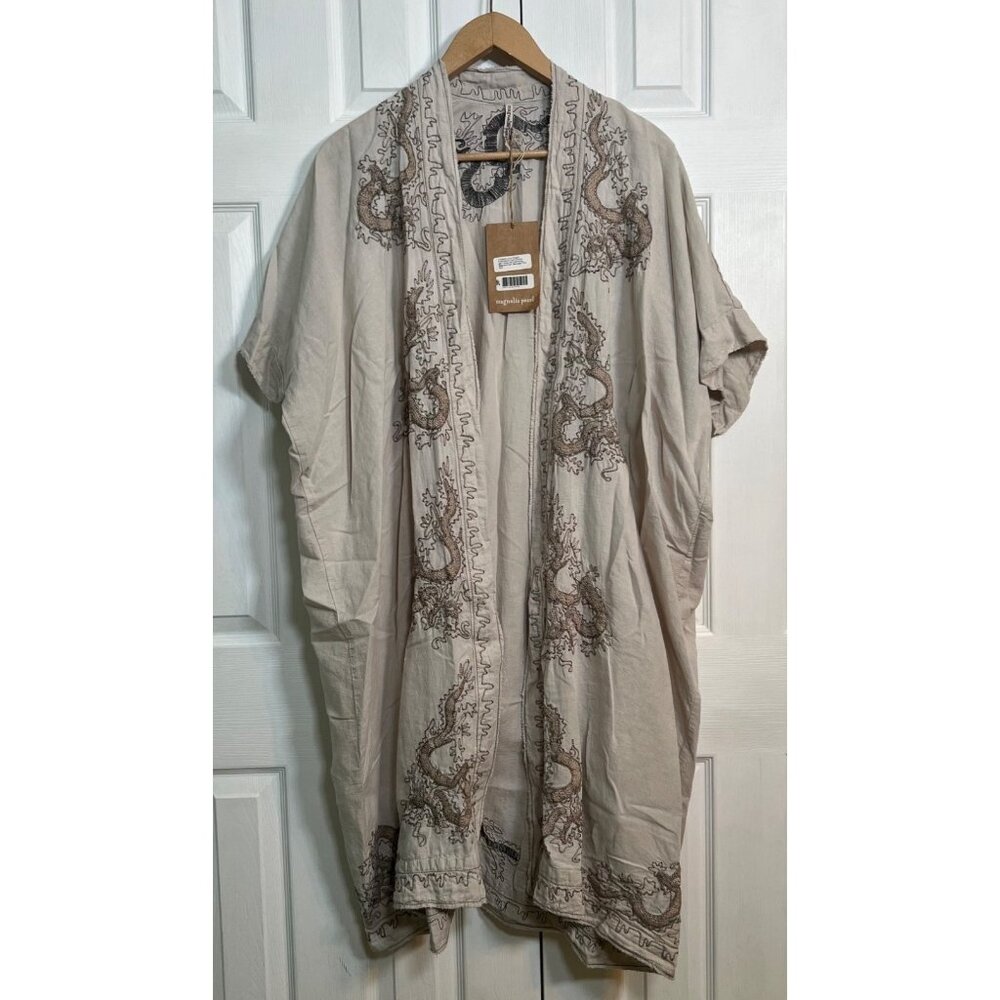 New With Tag Magnolia Pearl European Linen Dragon Embroidered Dashi Kimono - Picture 2 of 11